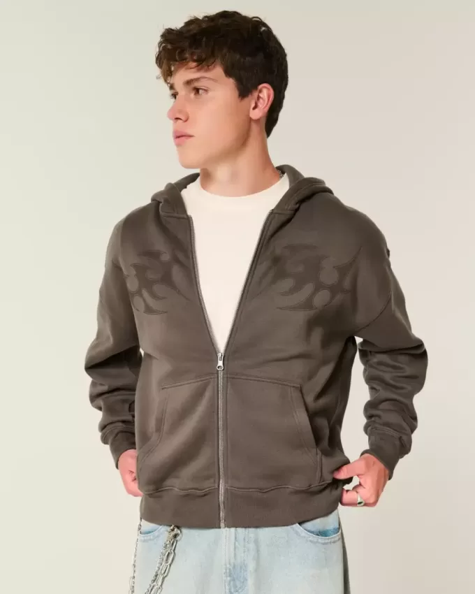 Kapuzenjacke mit Reißverschluss und Flammengrafik Kapuzenjacke mit Reißverschluss und Flammengrafik