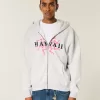 Kapuzenjacke mit Reißverschluss und Hawaii-Grafik Kapuzenjacke mit Reißverschluss und Hawaii-Grafik