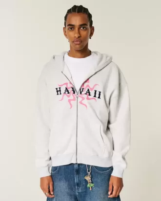 Kapuzenjacke mit Reißverschluss und Hawaii-Grafik Kapuzenjacke mit Reißverschluss und Hawaii-Grafik