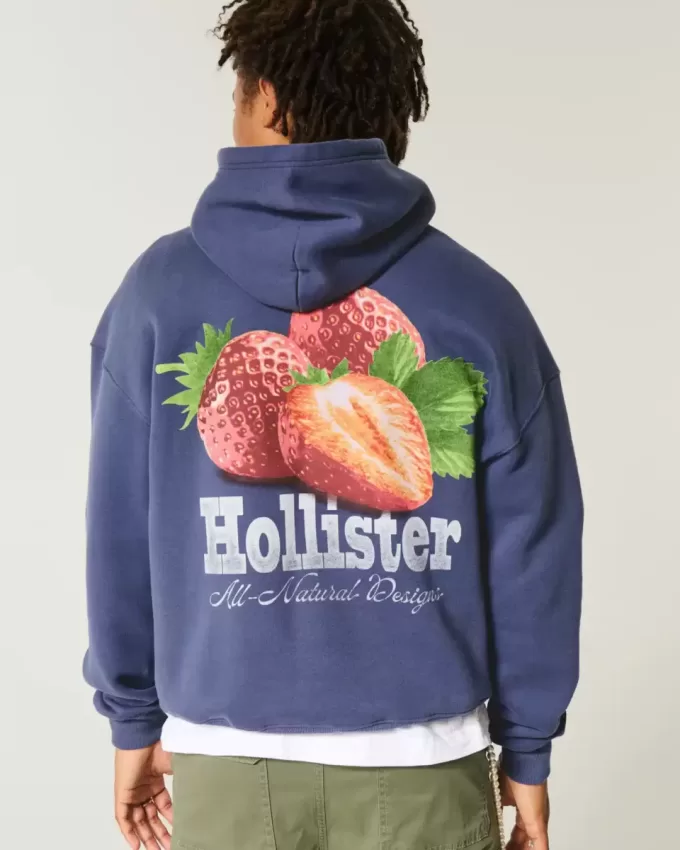 Kapuzenpullover mit Erdbeer-Logo-Grafik Kapuzenpullover mit Erdbeer-Logo-Grafik