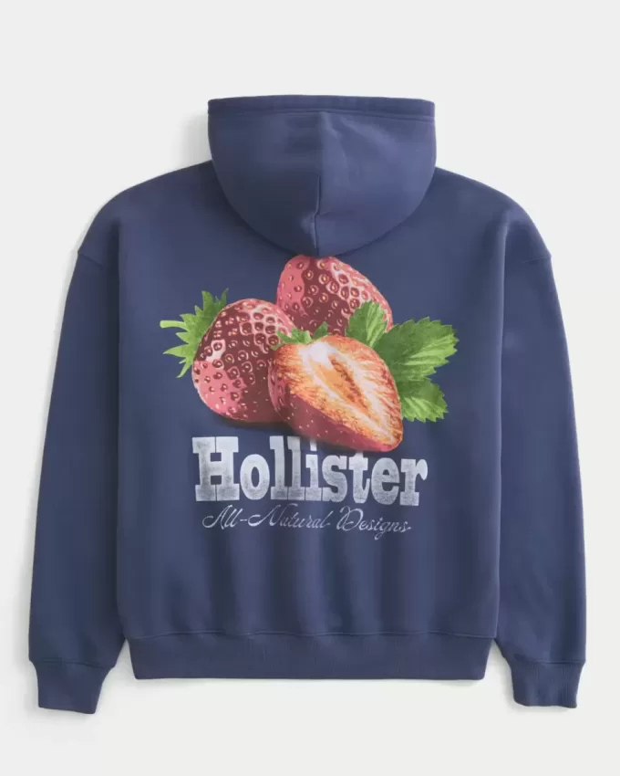 Kapuzenpullover mit Erdbeer-Logo-Grafik Kapuzenpullover mit Erdbeer-Logo-Grafik