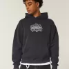 Kapuzenpullover mit kastenförmigem Totenkopf-Grafik Kapuzenpullover mit kastenförmigem Totenkopf-Grafik