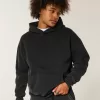 Kapuzenpullover mit kastiger Grafik und Stickerei Kapuzenpullover mit kastiger Grafik und Stickerei