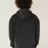 Kapuzenpullover mit kastiger Grafik und Stickerei Kapuzenpullover mit kastiger Grafik und Stickerei