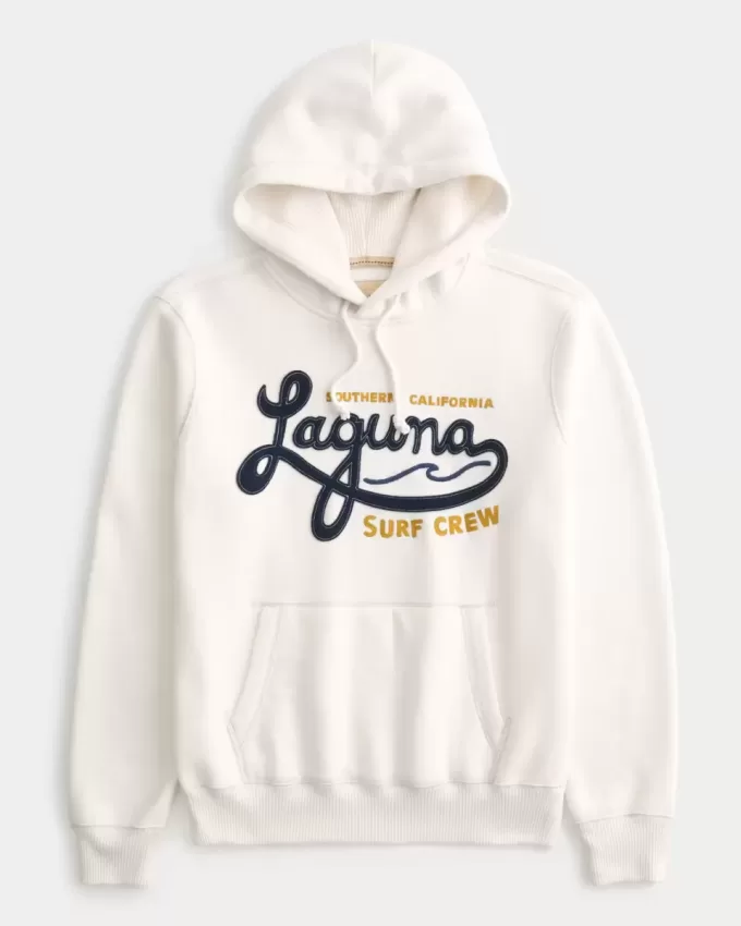 Kapuzenpullover mit Laguna-Grafik und Surf-Crew-Grafik und Waffelfutter Kapuzenpullover mit Laguna-Grafik und Surf-Crew-Grafik und Waffelfutter