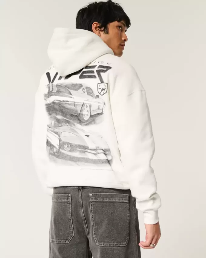 Kastenförmiger Dodge Viper-Kapuzenpullover mit Grafik Kastenförmiger Dodge Viper-Kapuzenpullover mit Grafik