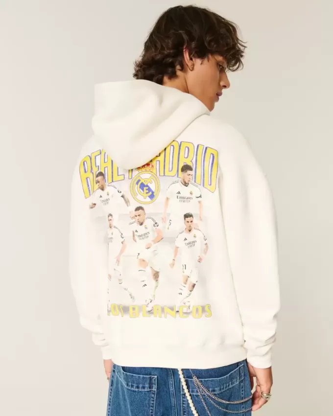 Kastenförmiger Hoodie mit Real Madrid CF-Grafik Kastenförmiger Hoodie mit Real Madrid CF-Grafik