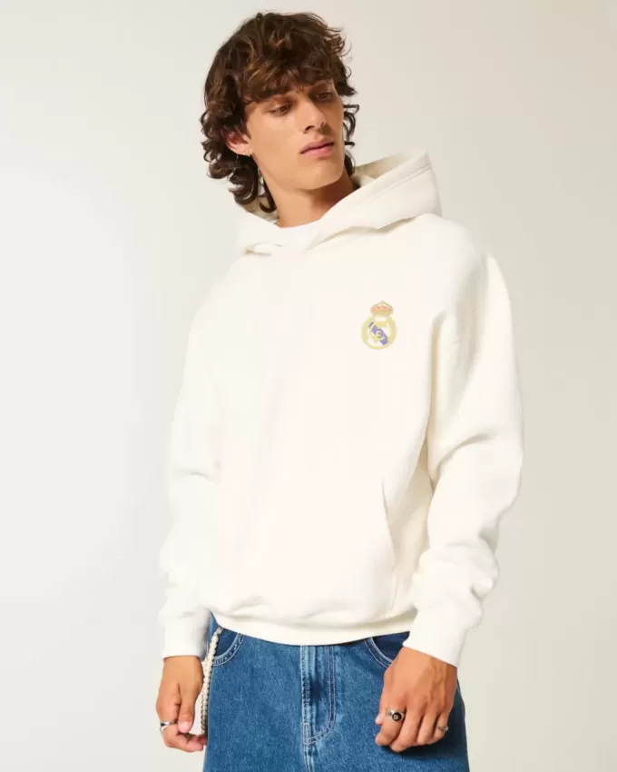 Kastenförmiger Hoodie mit Real Madrid CF-Grafik Kastenförmiger Hoodie mit Real Madrid CF-Grafik