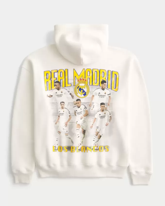 Kastenförmiger Hoodie mit Real Madrid CF-Grafik Kastenförmiger Hoodie mit Real Madrid CF-Grafik