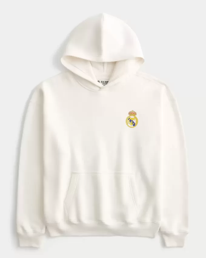 Kastenförmiger Hoodie mit Real Madrid CF-Grafik Kastenförmiger Hoodie mit Real Madrid CF-Grafik