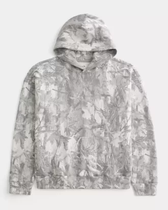 Kastenförmiger Kapuzenpullover mit Camouflage-Muster