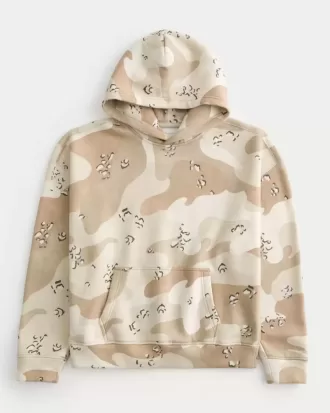 Kastenförmiger Kapuzenpullover mit Camouflage-Muster