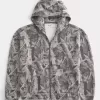 Kastenförmiger Kapuzenpullover mit Camouflage-Muster und Reißverschluss Kastenförmiger Kapuzenpullover mit Camouflage-Muster und Reißverschluss