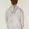 Kastenförmiger Kapuzenpullover mit Camouflage-Muster und Reißverschluss Kastenförmiger Kapuzenpullover mit Camouflage-Muster und Reißverschluss