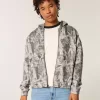 Kastenförmiger Kapuzenpullover mit Camouflage-Muster und Reißverschluss Kastenförmiger Kapuzenpullover mit Camouflage-Muster und Reißverschluss