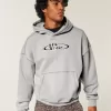 Kastenförmiger Kapuzenpullover mit „No Fear“-Grafik Kastenförmiger Kapuzenpullover mit „No Fear“-Grafik