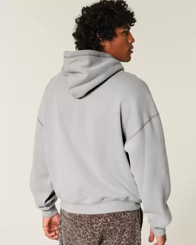 Kastenförmiger Kapuzenpullover mit „No Fear“-Grafik Kastenförmiger Kapuzenpullover mit „No Fear“-Grafik