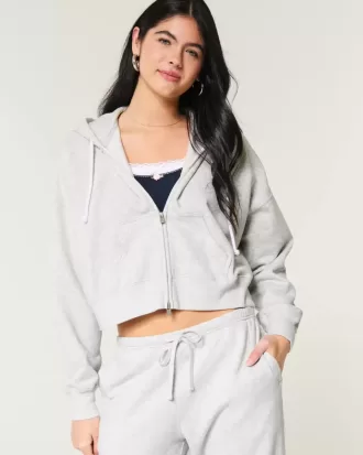 Kastenförmiger Kapuzenpullover mit Reißverschluss