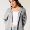 Kastenförmiger Kapuzenpullover mit Reißverschluss Kastenförmiger Kapuzenpullover mit Reißverschluss