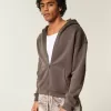 Kastenförmiger Kapuzenpullover mit Reißverschluss Kastenförmiger Kapuzenpullover mit Reißverschluss
