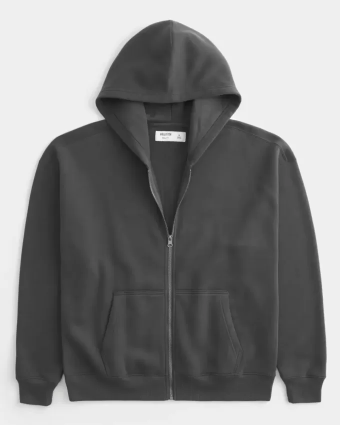Kastenförmiger Kapuzenpullover mit Reißverschluss Kastenförmiger Kapuzenpullover mit Reißverschluss