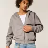 Kastenförmiger Kapuzenpullover mit Reißverschluss Kastenförmiger Kapuzenpullover mit Reißverschluss