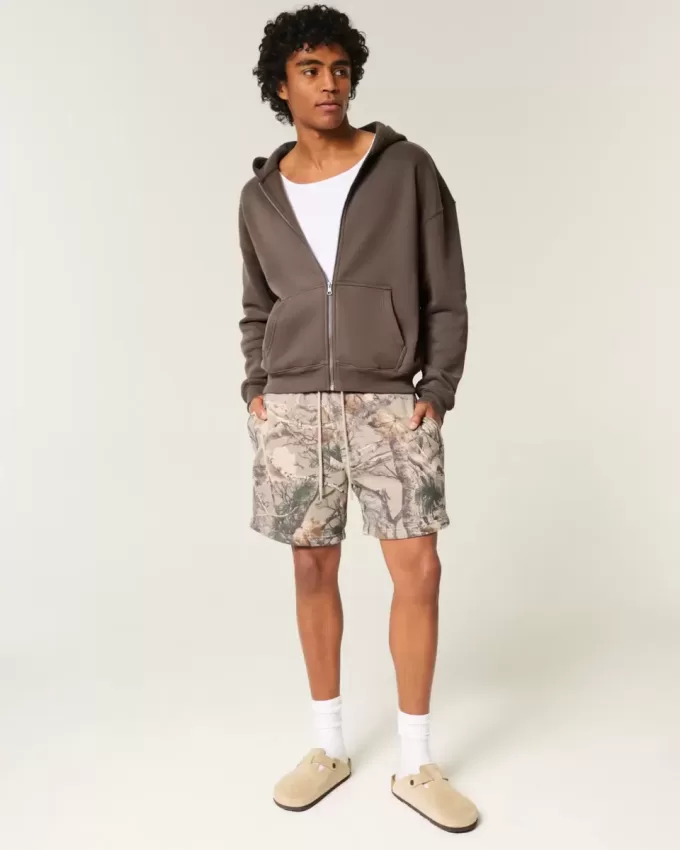 Kastenförmiger Kapuzenpullover mit Reißverschluss Kastenförmiger Kapuzenpullover mit Reißverschluss