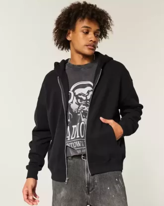 Kastenförmiger Kapuzenpullover mit Reißverschluss Kastenförmiger Kapuzenpullover mit Reißverschluss