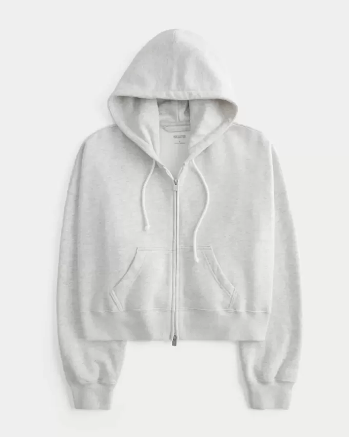 Kastenförmiger Kapuzenpullover mit Reißverschluss Kastenförmiger Kapuzenpullover mit Reißverschluss