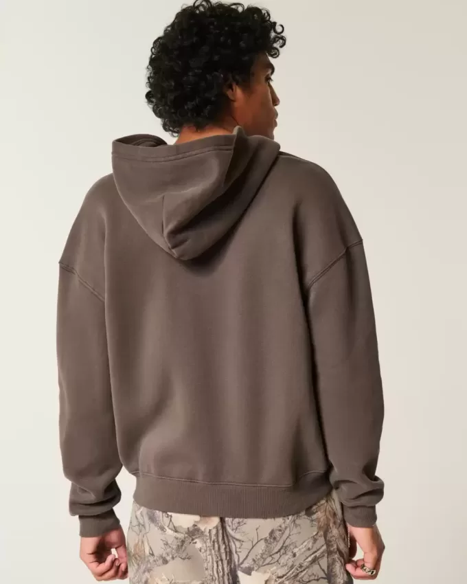Kastenförmiger Kapuzenpullover mit Reißverschluss Kastenförmiger Kapuzenpullover mit Reißverschluss