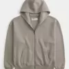 Kastenförmiger Kapuzenpullover mit Reißverschluss Kastenförmiger Kapuzenpullover mit Reißverschluss