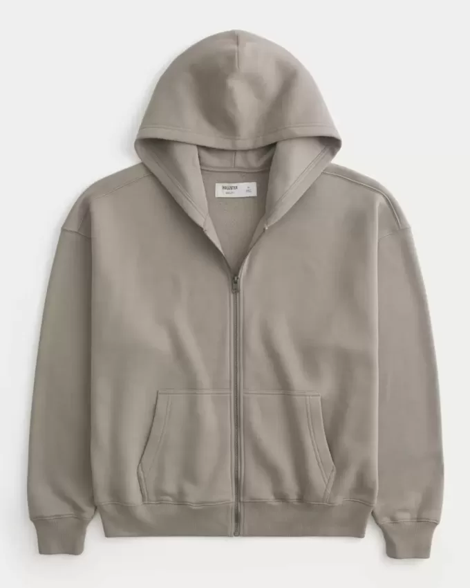 Kastenförmiger Kapuzenpullover mit Reißverschluss Kastenförmiger Kapuzenpullover mit Reißverschluss