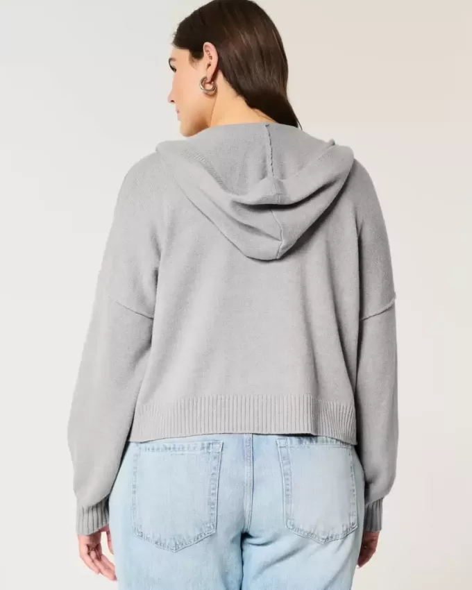 Kastenförmiger Kapuzenpullover mit Reißverschluss Kastenförmiger Kapuzenpullover mit Reißverschluss