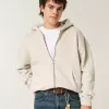 Kastenförmiger Kapuzenpullover mit Reißverschluss Kastenförmiger Kapuzenpullover mit Reißverschluss
