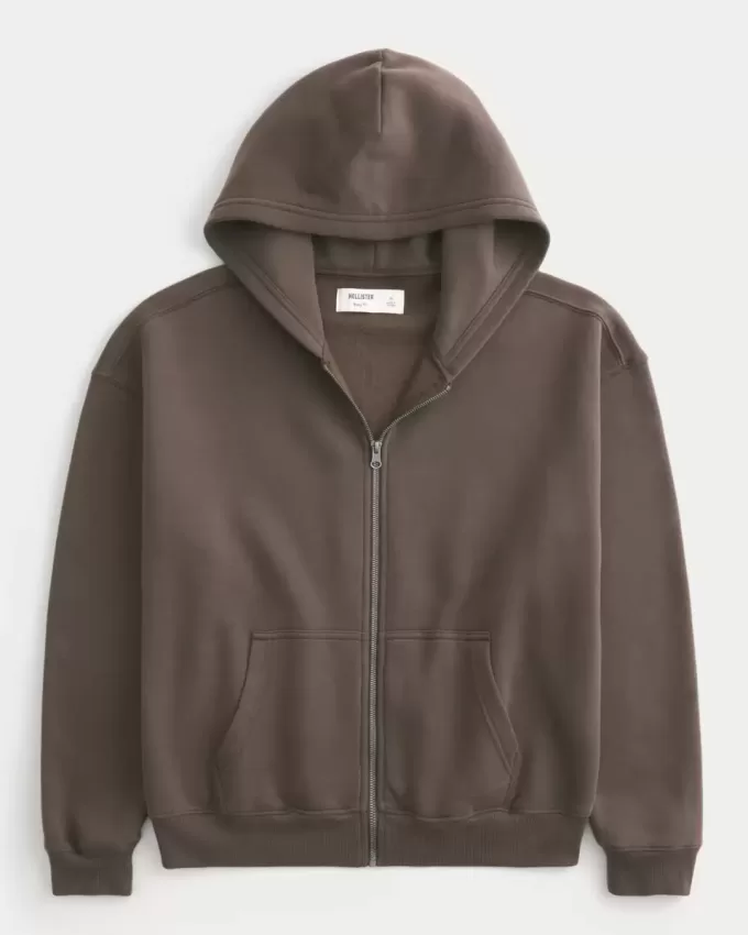 Kastenförmiger Kapuzenpullover mit Reißverschluss Kastenförmiger Kapuzenpullover mit Reißverschluss