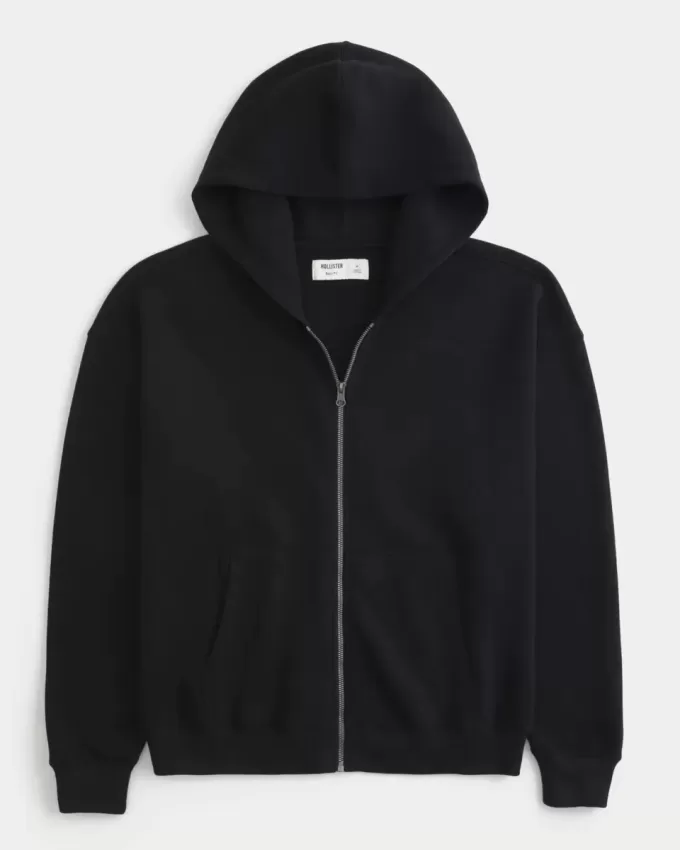 Kastenförmiger Kapuzenpullover mit Reißverschluss Kastenförmiger Kapuzenpullover mit Reißverschluss
