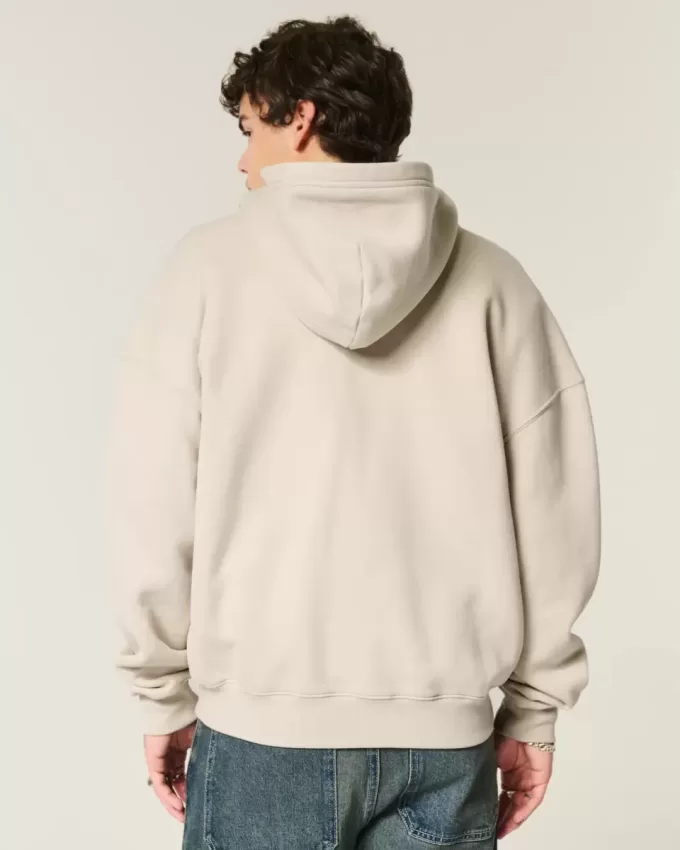 Kastenförmiger Kapuzenpullover mit Reißverschluss Kastenförmiger Kapuzenpullover mit Reißverschluss