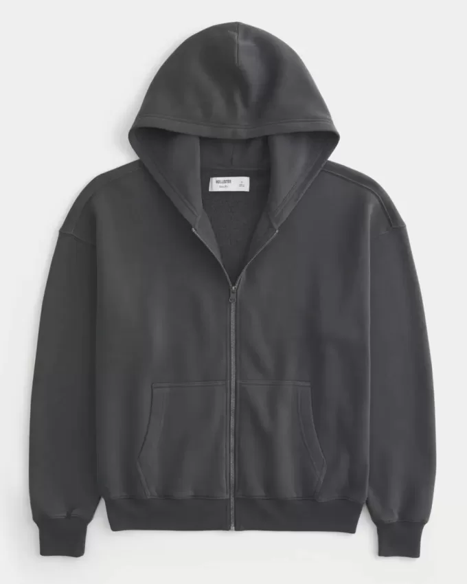 Kastenförmiger Kapuzenpullover mit Reißverschluss Kastenförmiger Kapuzenpullover mit Reißverschluss