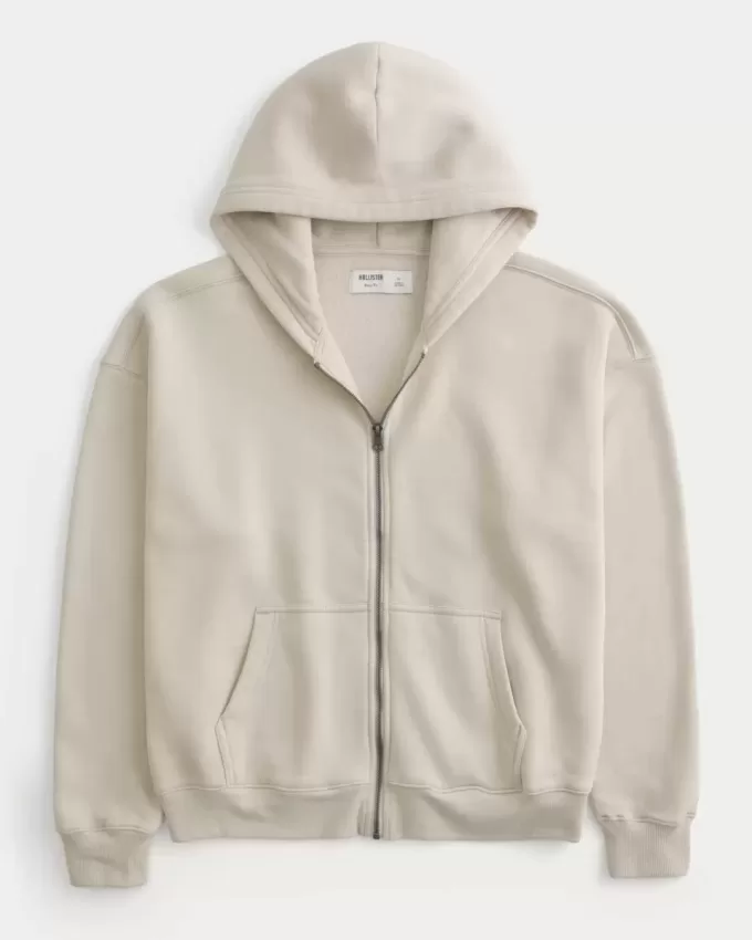 Kastenförmiger Kapuzenpullover mit Reißverschluss Kastenförmiger Kapuzenpullover mit Reißverschluss