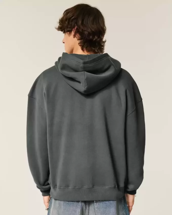 Kastenförmiger Kapuzenpullover mit Reißverschluss Kastenförmiger Kapuzenpullover mit Reißverschluss