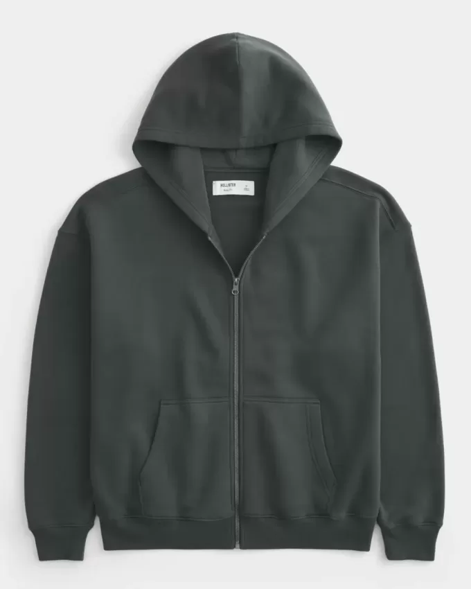 Kastenförmiger Kapuzenpullover mit Reißverschluss Kastenförmiger Kapuzenpullover mit Reißverschluss