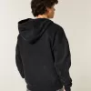 Kastenförmiger Kapuzenpullover mit Reißverschluss und Flammengrafik Kastenförmiger Kapuzenpullover mit Reißverschluss und Flammengrafik