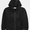 Kastenförmiger Kapuzenpullover mit Reißverschluss und Flammengrafik Kastenförmiger Kapuzenpullover mit Reißverschluss und Flammengrafik