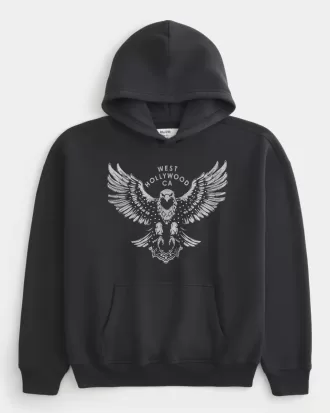 Kastenförmiger Kapuzenpullover mit West Hollywood-Grafik