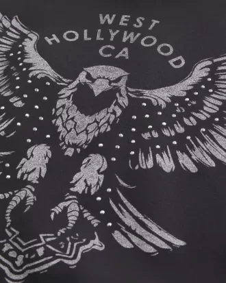 Kastenförmiger Kapuzenpullover mit West Hollywood-Grafik