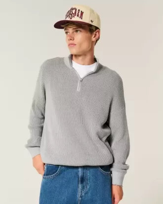 Kastenförmiger Pullover mit Viertelreißverschluss