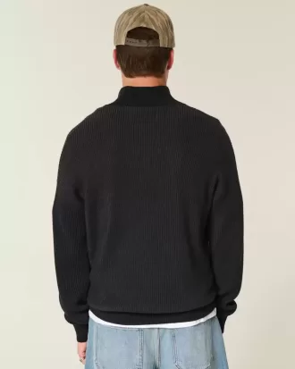 Kastenförmiger Pullover mit Viertelreißverschluss
