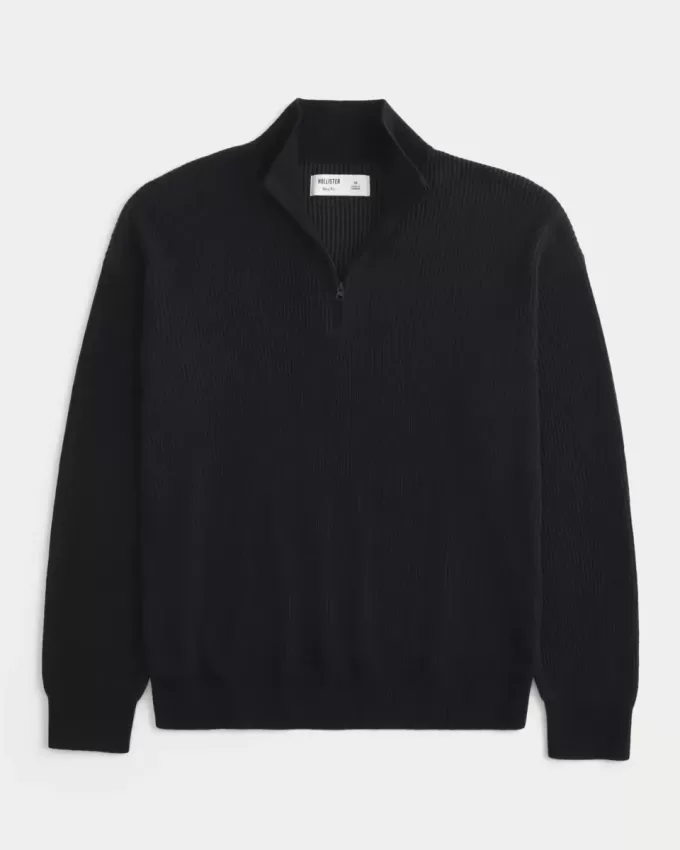 Kastenförmiger Pullover mit Viertelreißverschluss Kastenförmiger Pullover mit Viertelreißverschluss