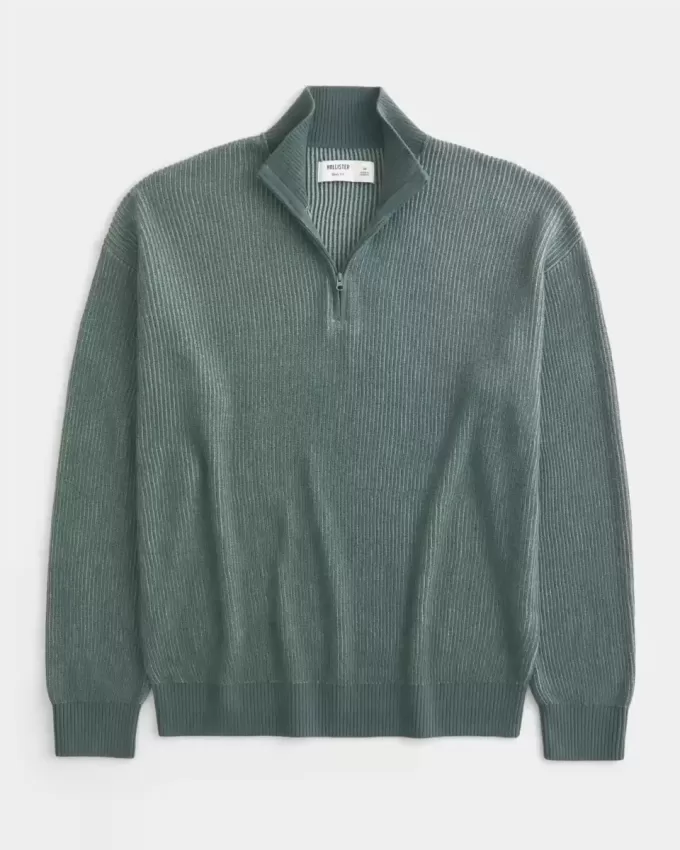 Kastenförmiger Pullover mit Viertelreißverschluss Kastenförmiger Pullover mit Viertelreißverschluss