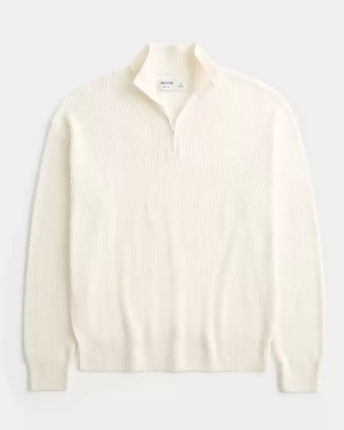 Kastenförmiger Pullover mit Viertelreißverschluss Kastenförmiger Pullover mit Viertelreißverschluss
